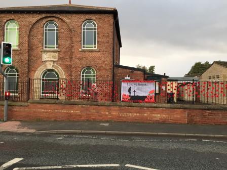 Poppies on Hall railings